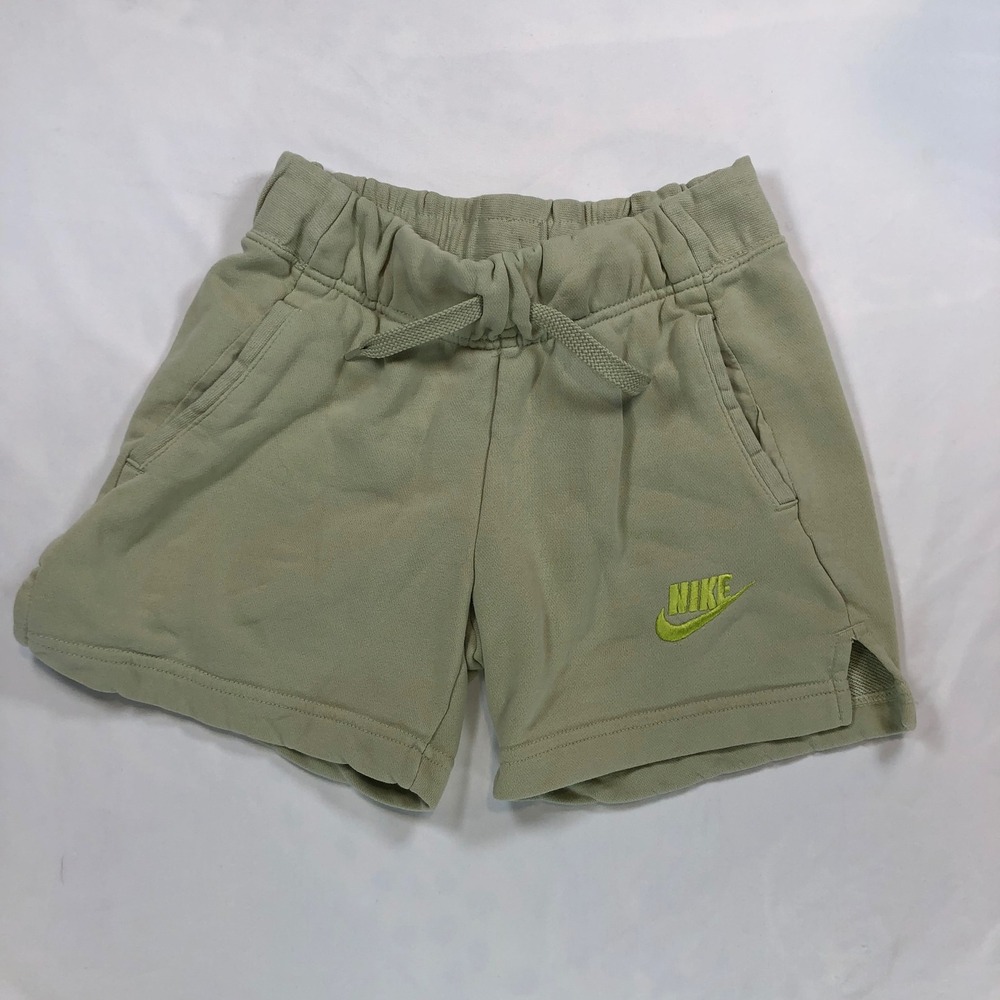 Nike‎ Sportswear Fleece Shorts Sage Green Neon Logo Youth Medium RN56323 CA05553